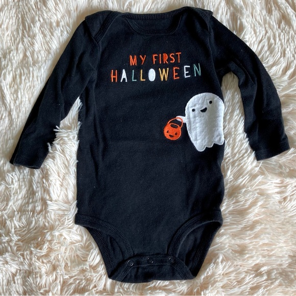 Carters Black My First Halloween Ghost Onesie 9 months - Picture 1 of 4
